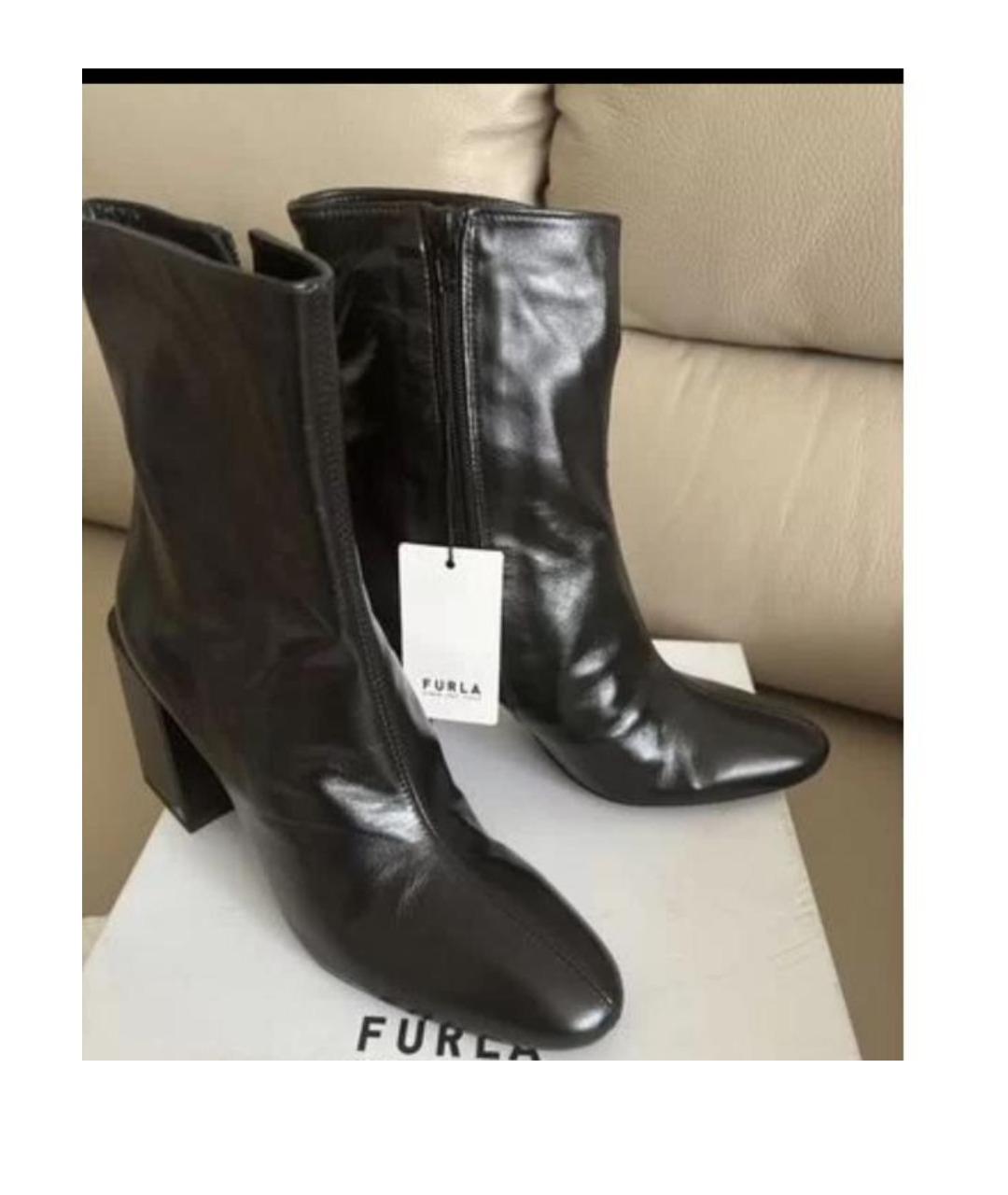 FURLA Черные кожаные полусапоги, фото 4