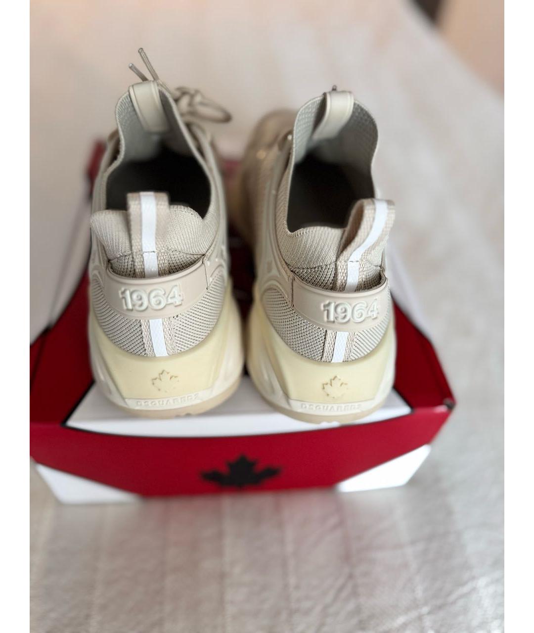 DSQUARED2 Бежевые синтетические кроссовки, фото 4