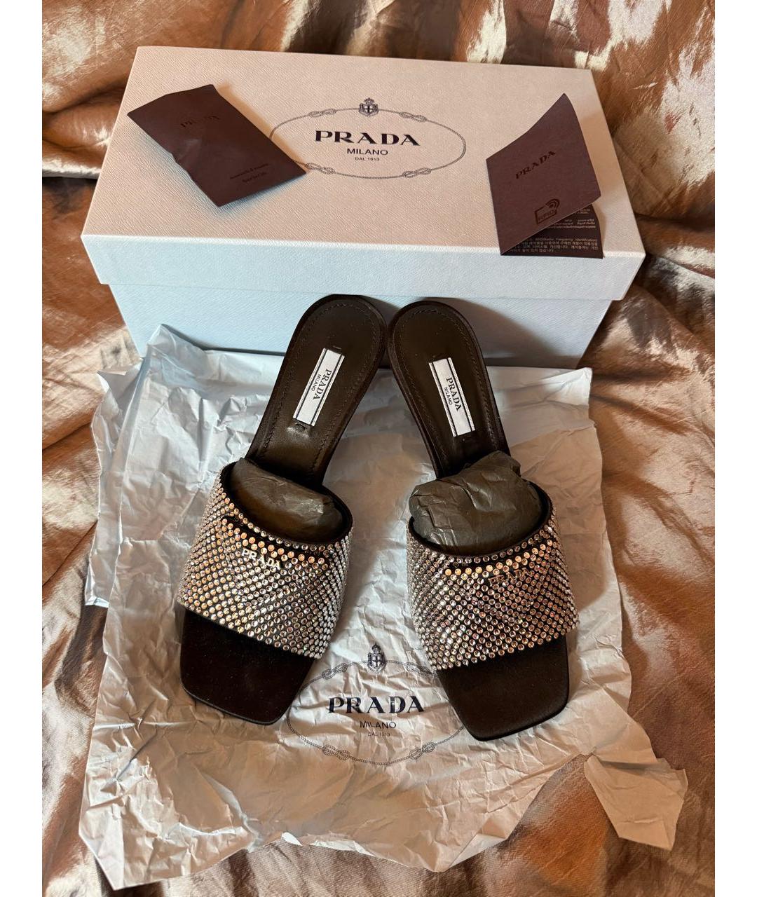 PRADA Серебряные кожаные мюли, фото 3