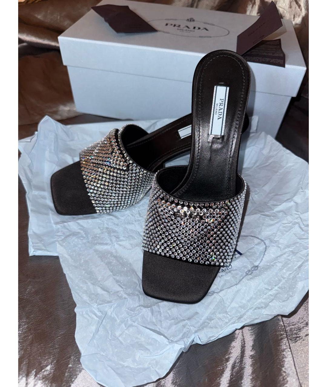 PRADA Серебряные кожаные мюли, фото 6