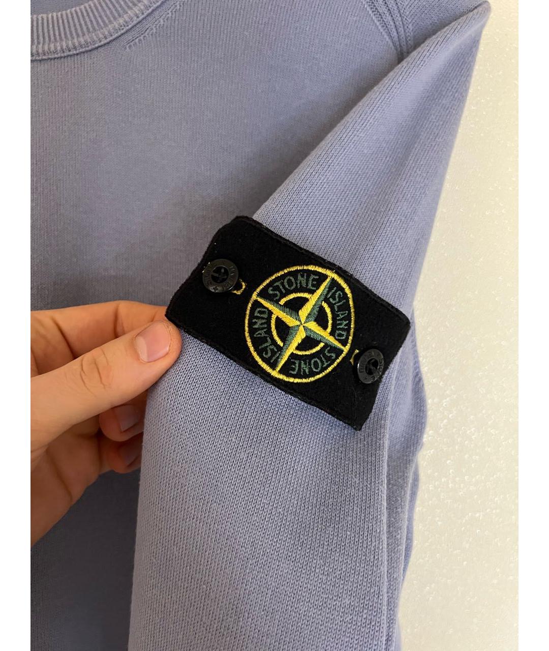 STONE ISLAND Голубой хлопковый джемпер / свитер, фото 5