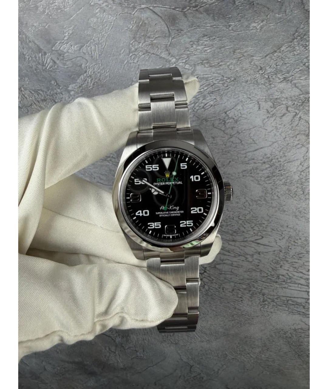 ROLEX Черные металлические часы, фото 2