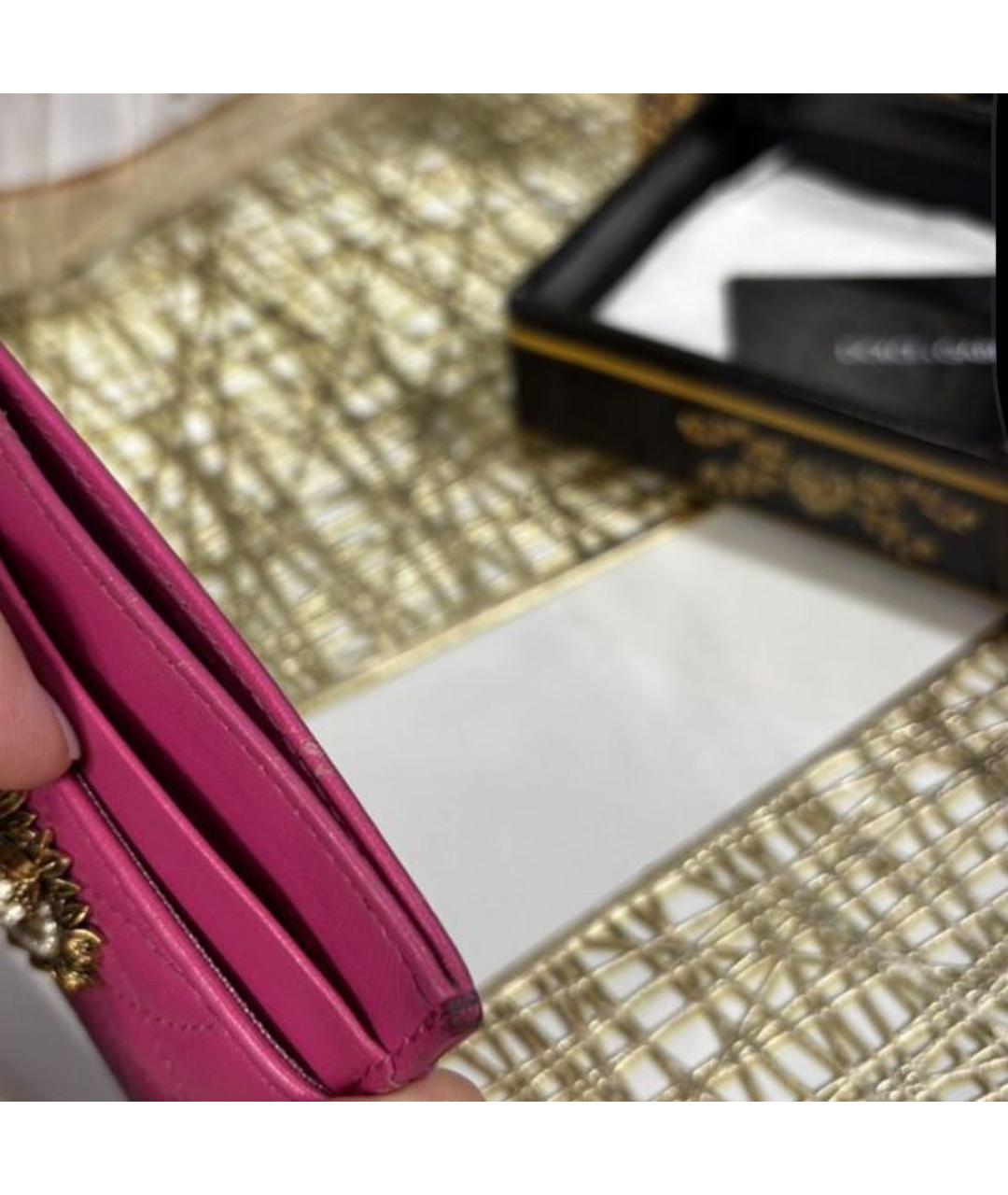 DOLCE&GABBANA Розовый кожаный кардхолдер, фото 4