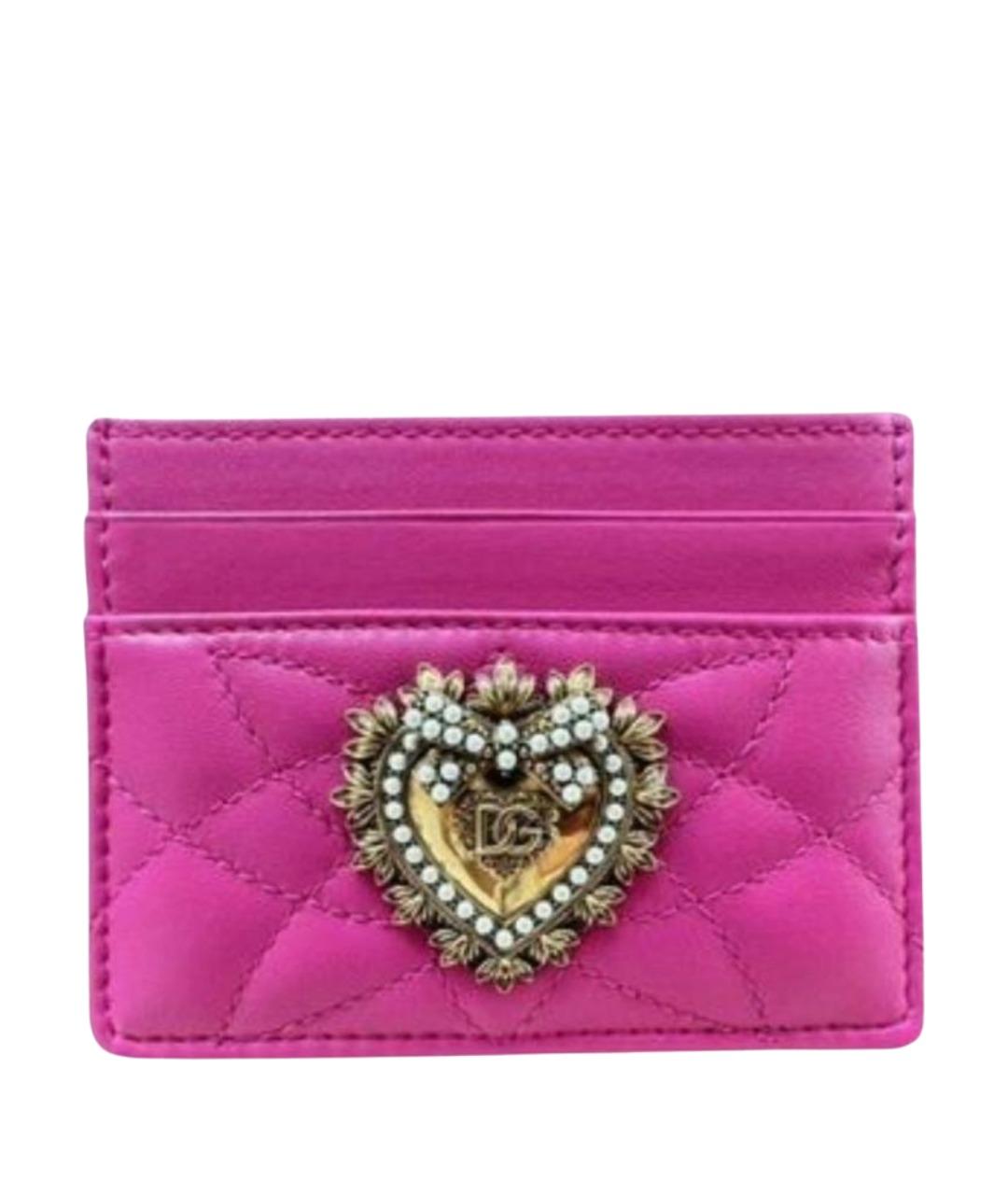 DOLCE&GABBANA Розовый кожаный кардхолдер, фото 1