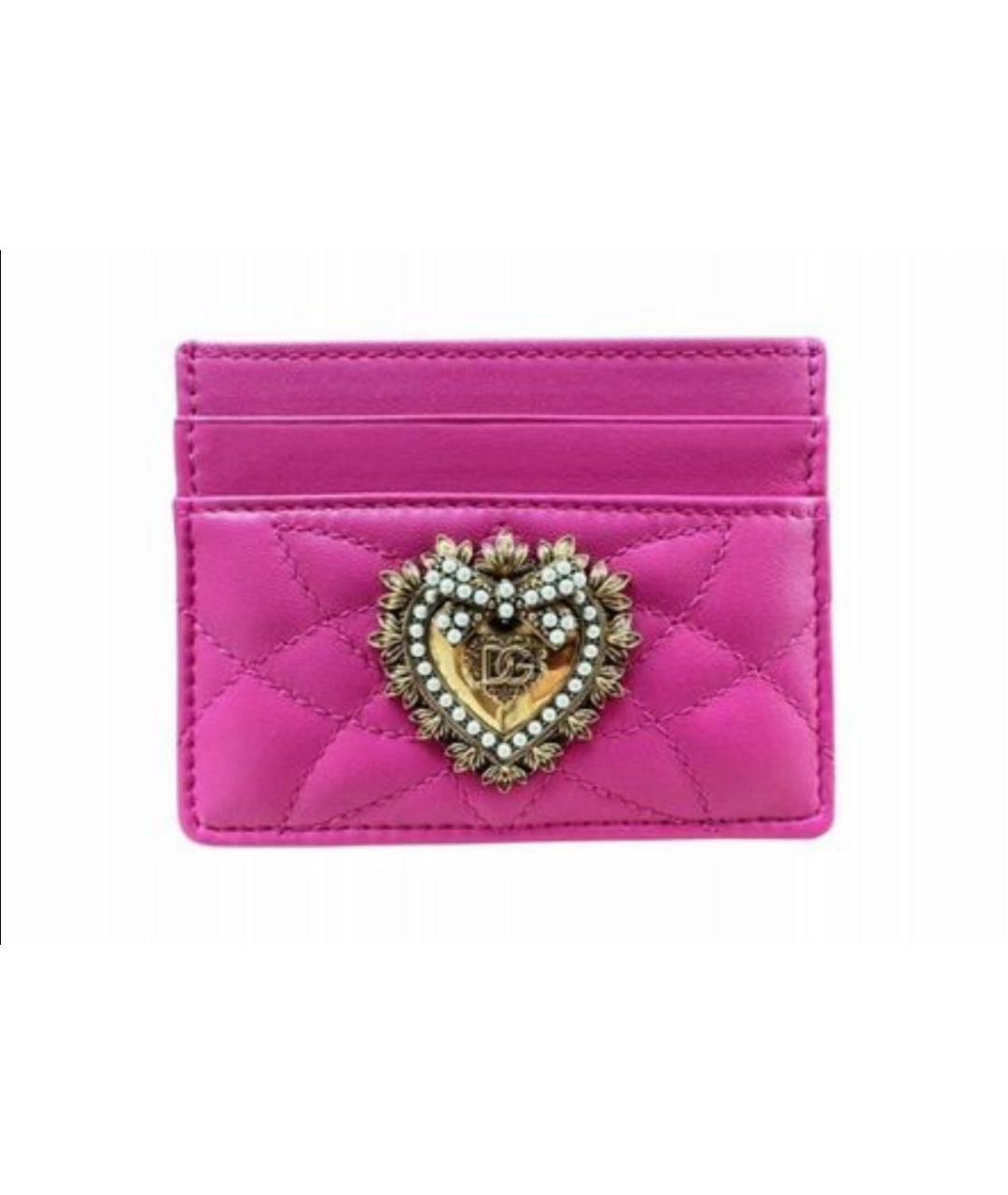 DOLCE&GABBANA Розовый кожаный кардхолдер, фото 6