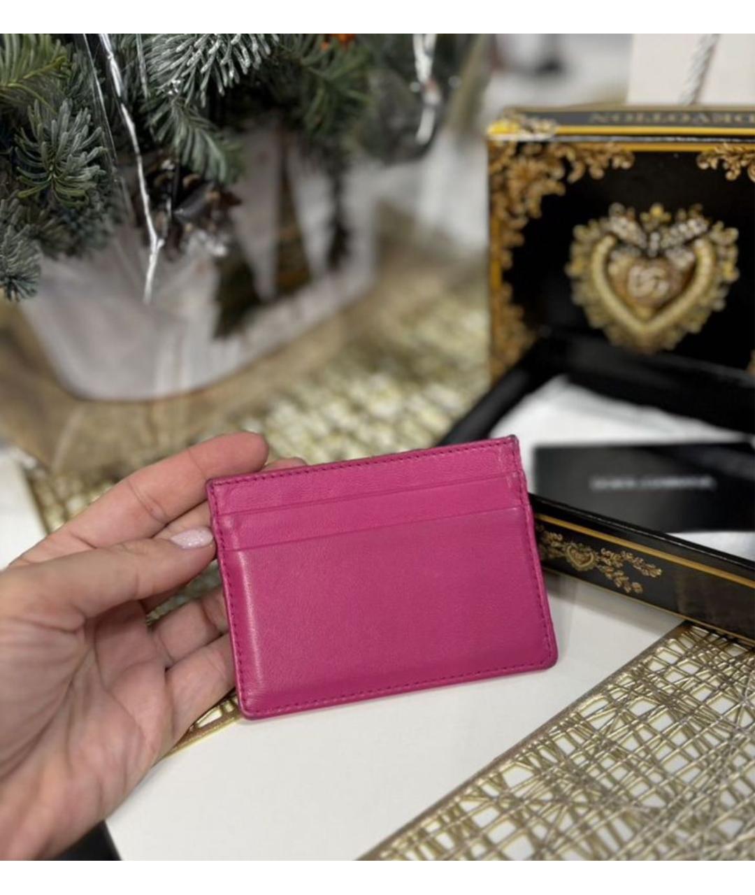 DOLCE&GABBANA Розовый кожаный кардхолдер, фото 5