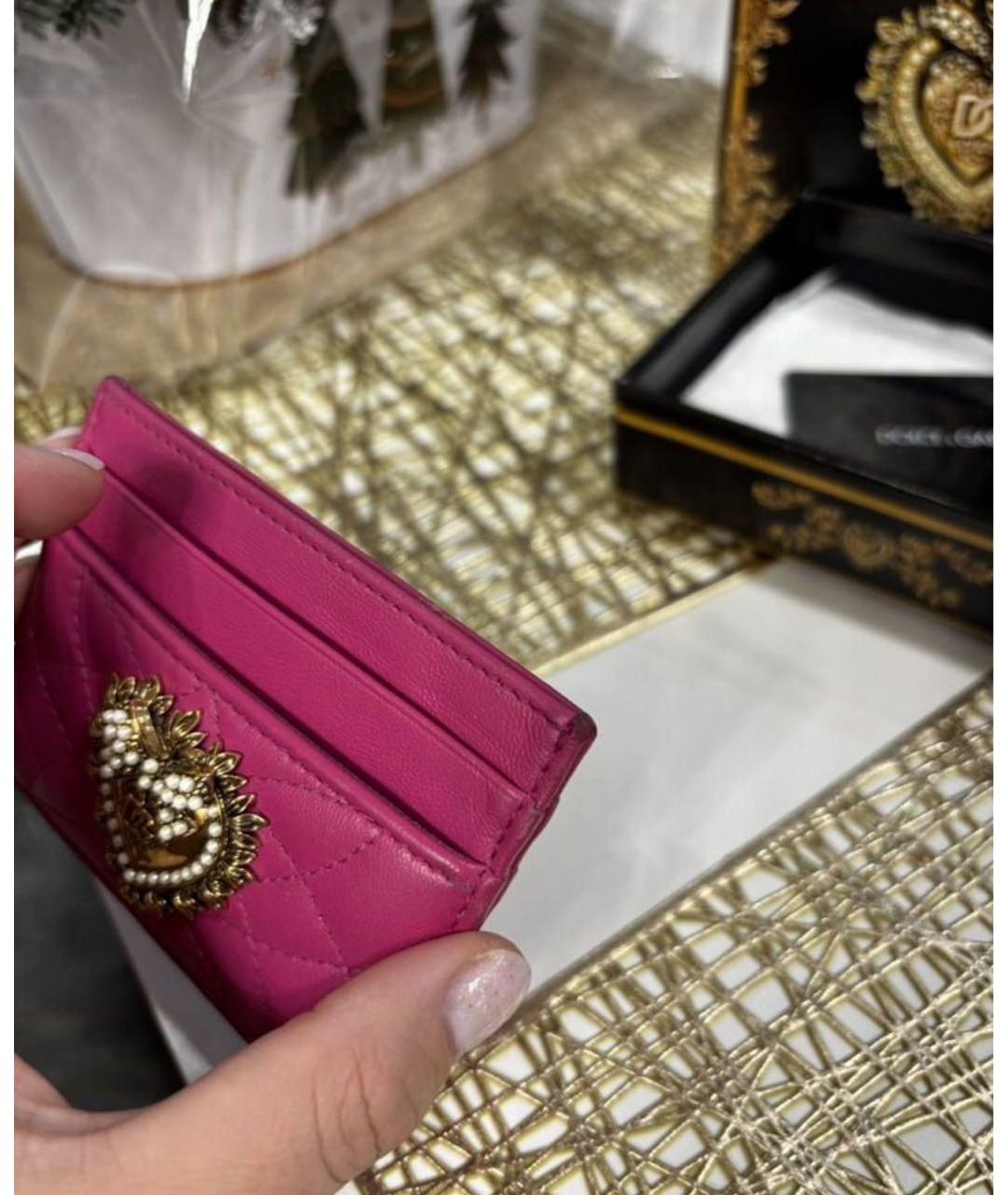 DOLCE&GABBANA Розовый кожаный кардхолдер, фото 3