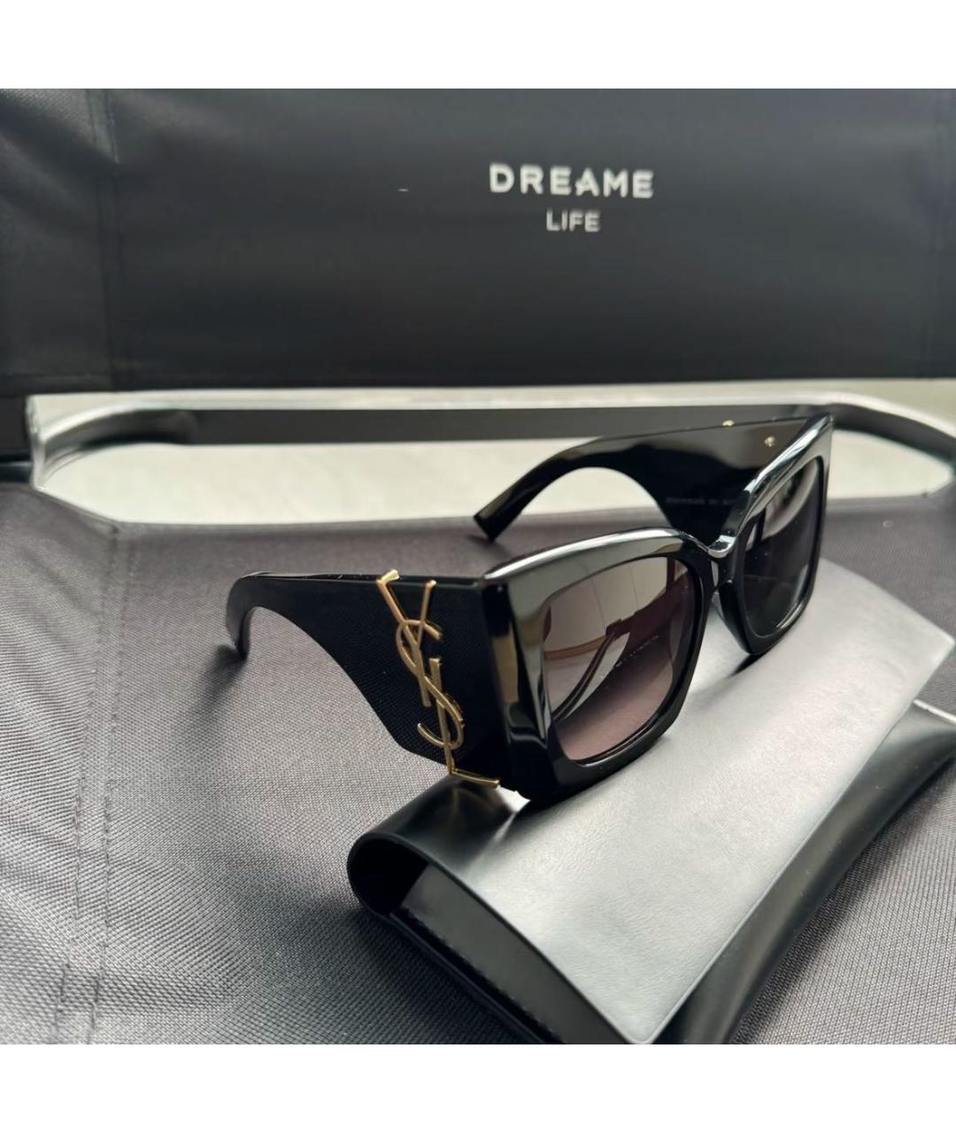 SAINT LAURENT Черные пластиковые солнцезащитные очки, фото 2