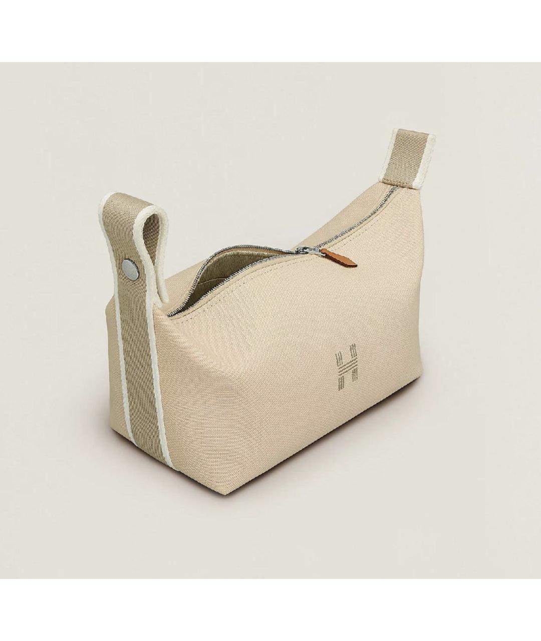 HERMES Бежевая хлопковая косметичка, фото 2