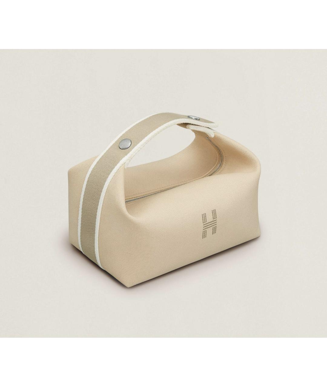 HERMES Бежевая хлопковая косметичка, фото 3