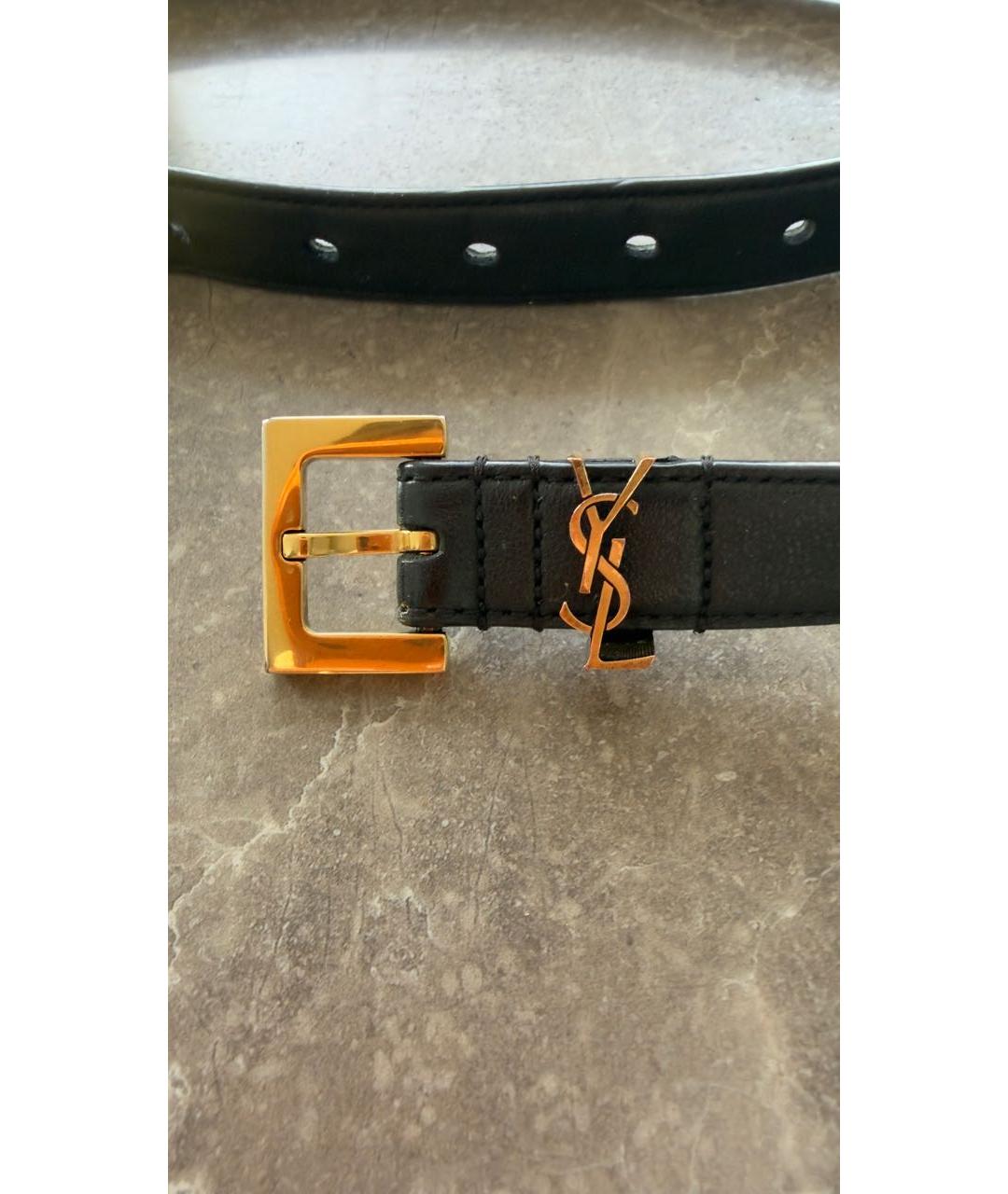 SAINT LAURENT Черный кожаный ремень, фото 2