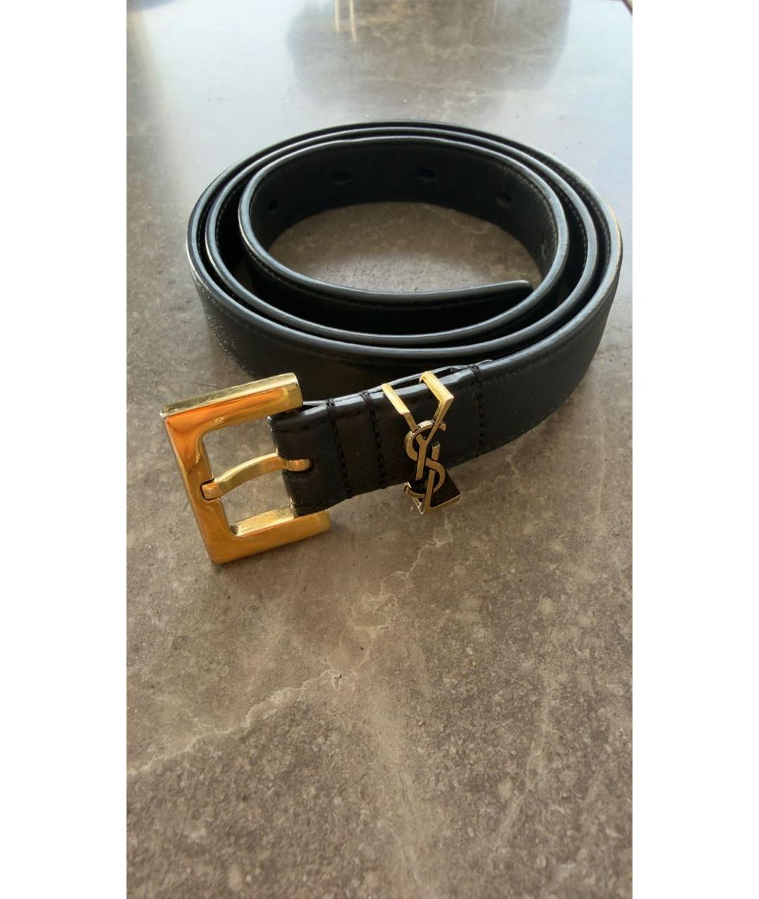 SAINT LAURENT Черный кожаный ремень, фото 7