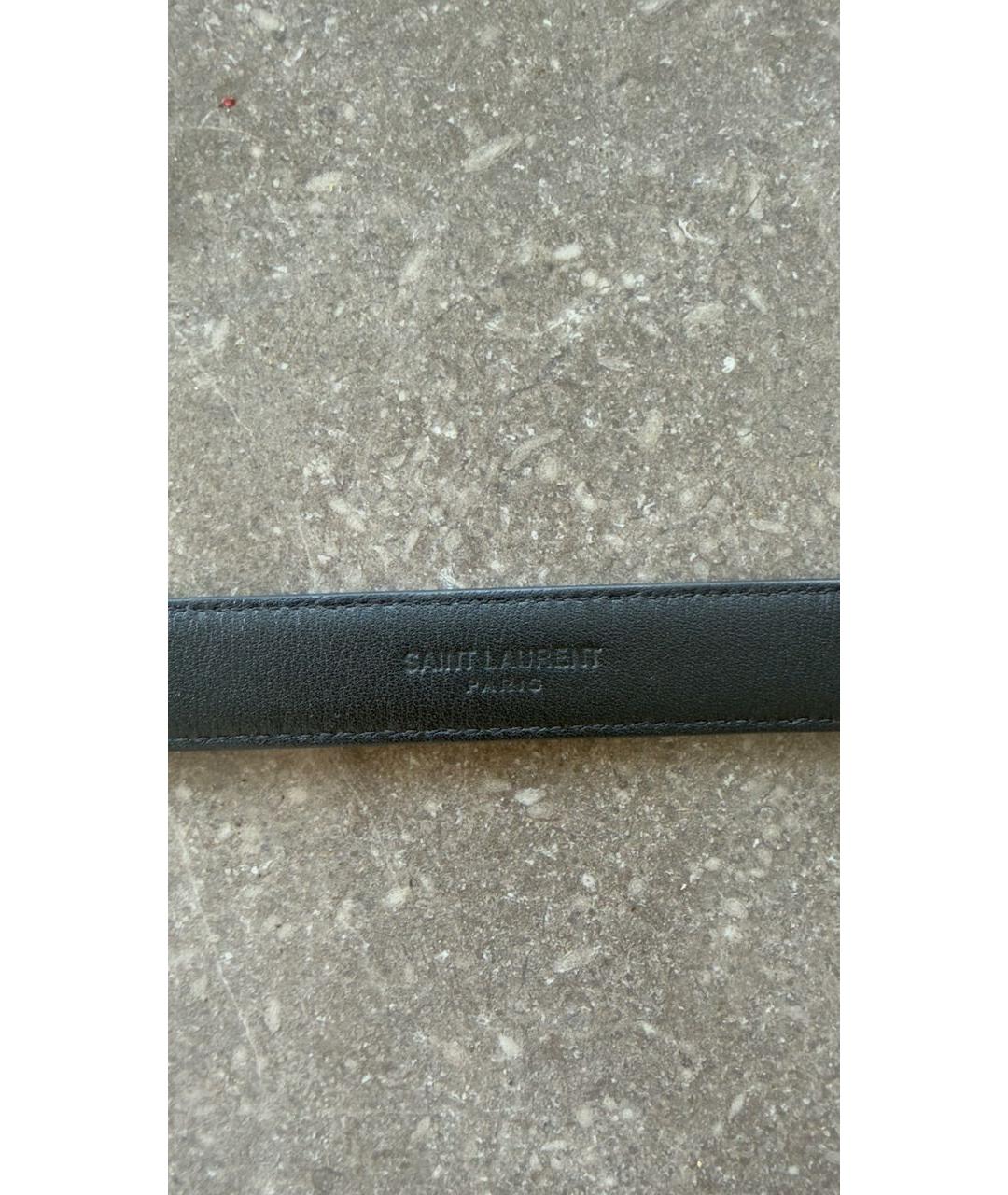 SAINT LAURENT Черный кожаный ремень, фото 4