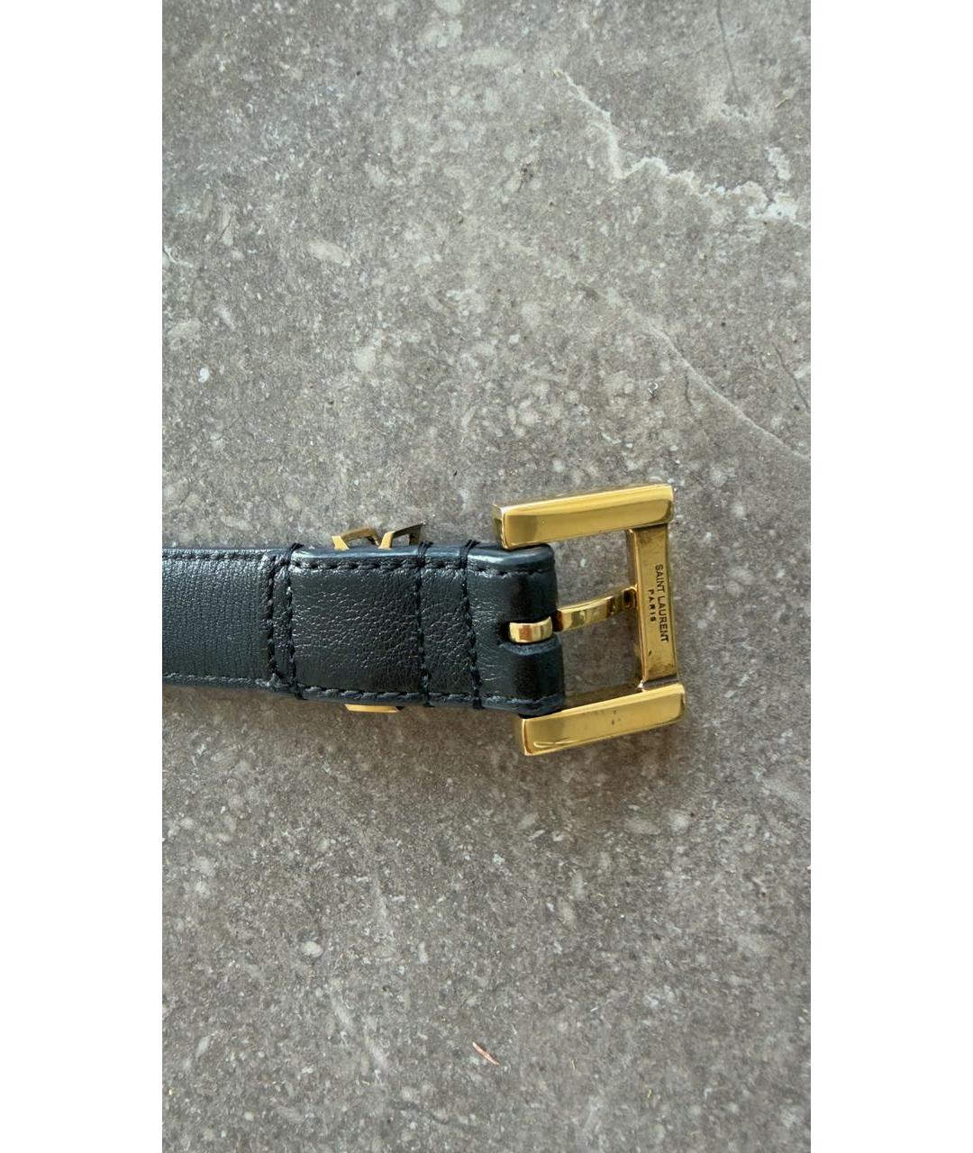 SAINT LAURENT Черный кожаный ремень, фото 5