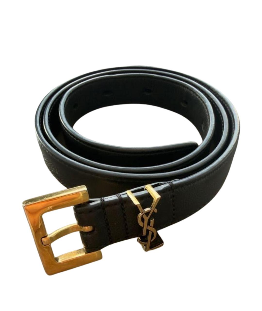 SAINT LAURENT Черный кожаный ремень, фото 1