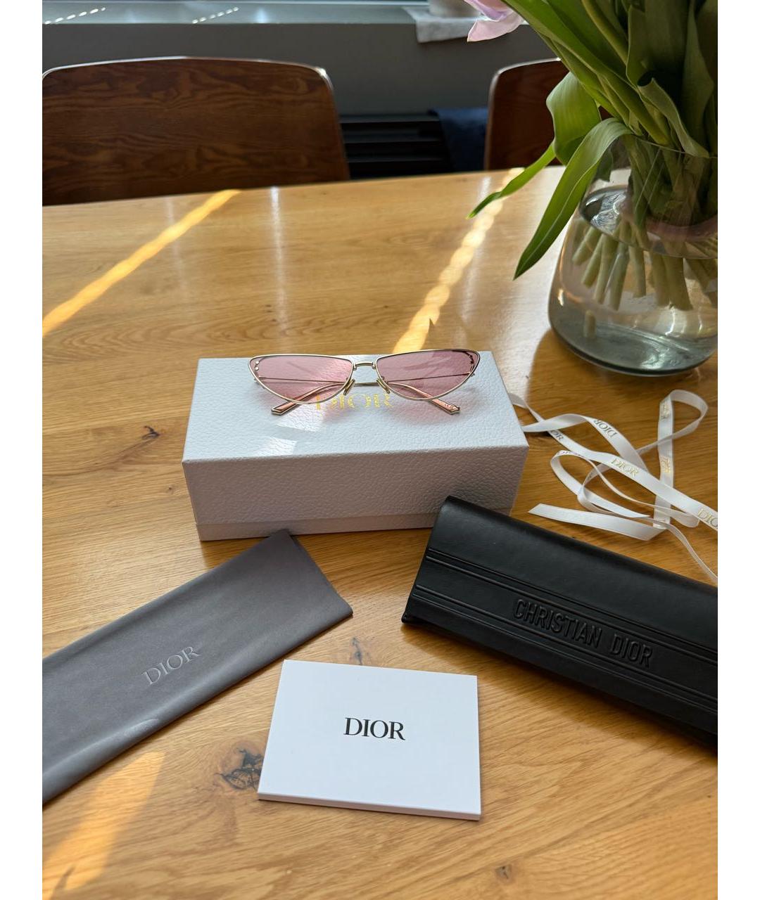 CHRISTIAN DIOR Розовые металлические солнцезащитные очки, фото 5