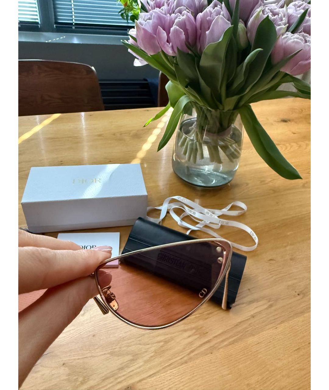CHRISTIAN DIOR Розовые металлические солнцезащитные очки, фото 3