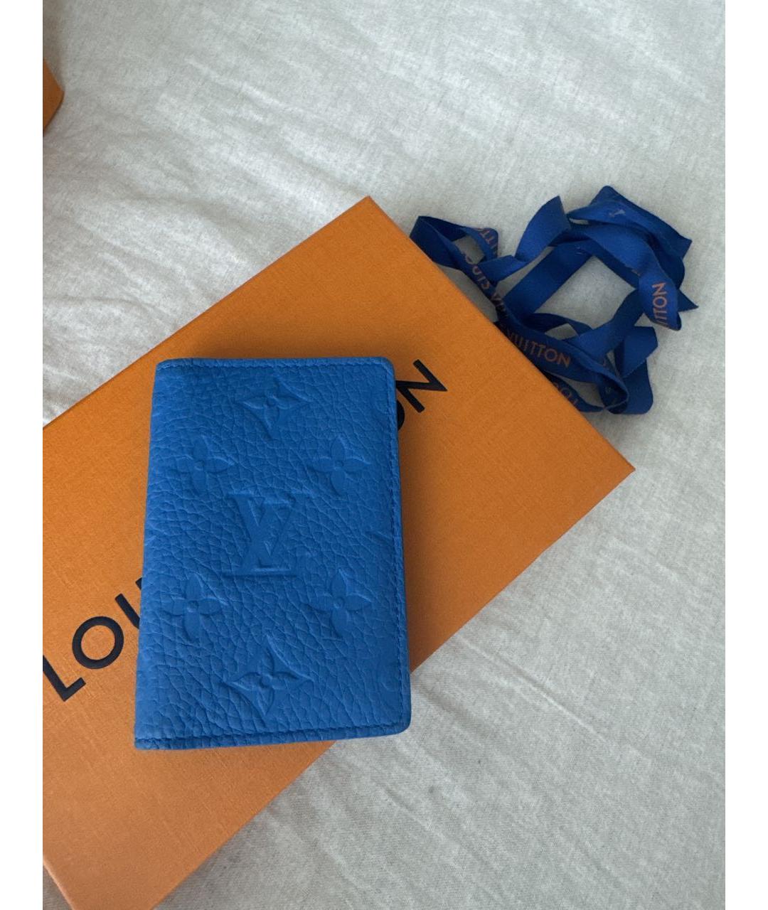 LOUIS VUITTON Синий кожаный кардхолдер, фото 7