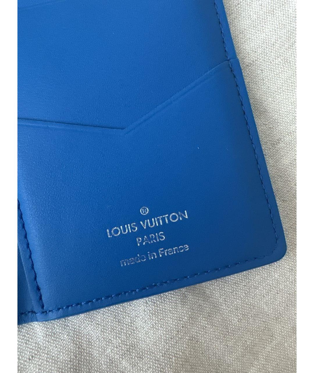 LOUIS VUITTON Синий кожаный кардхолдер, фото 5