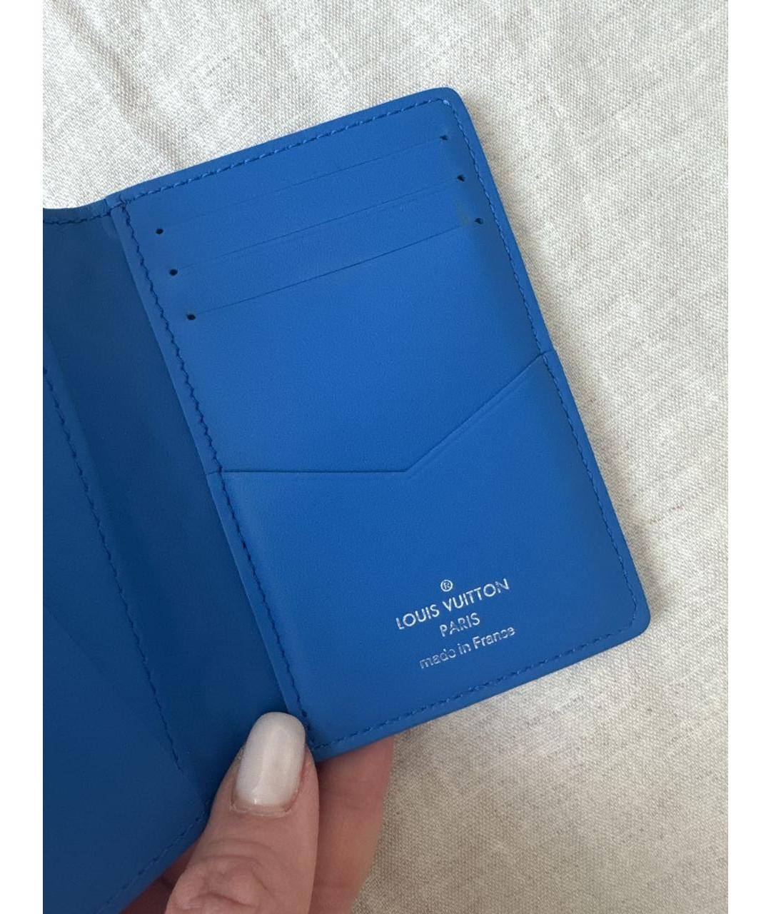 LOUIS VUITTON Синий кожаный кардхолдер, фото 2