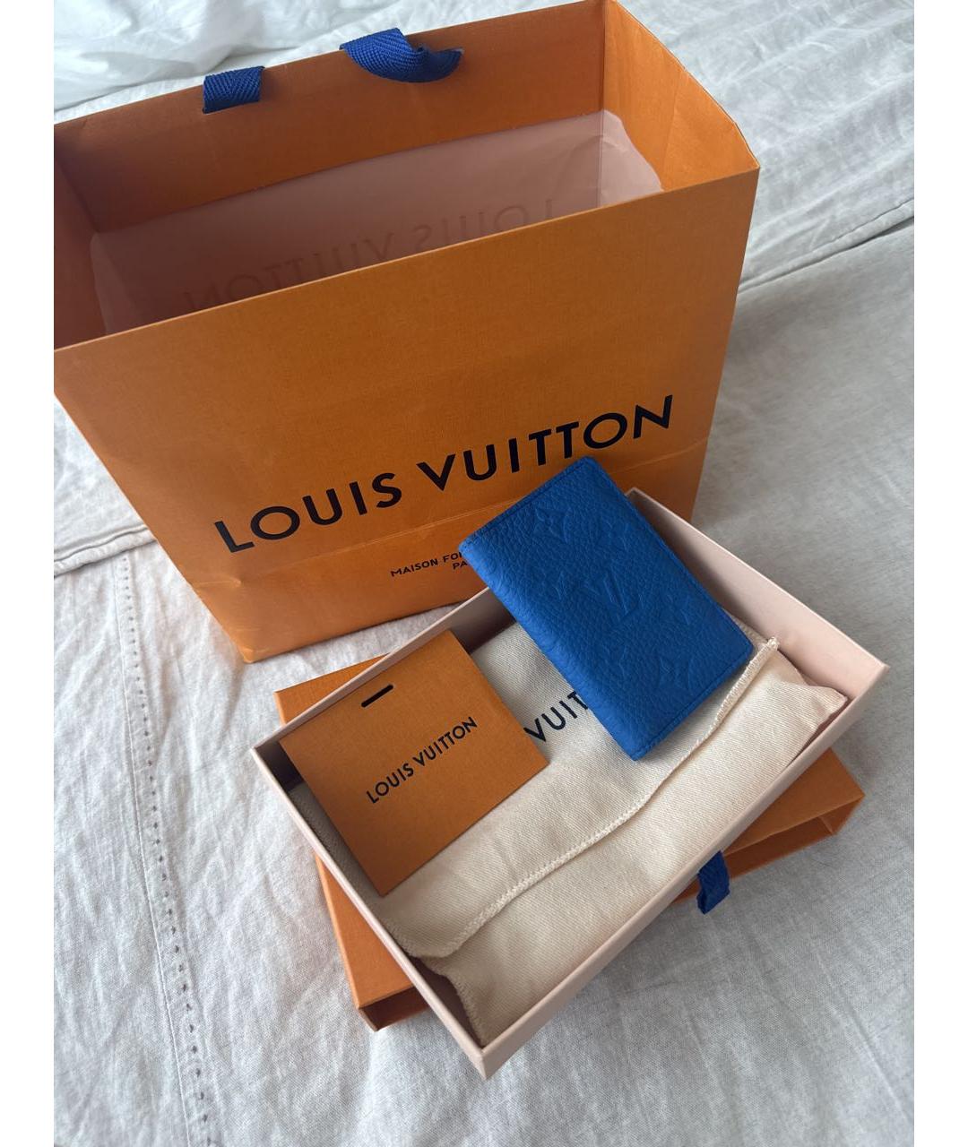 LOUIS VUITTON Синий кожаный кардхолдер, фото 4