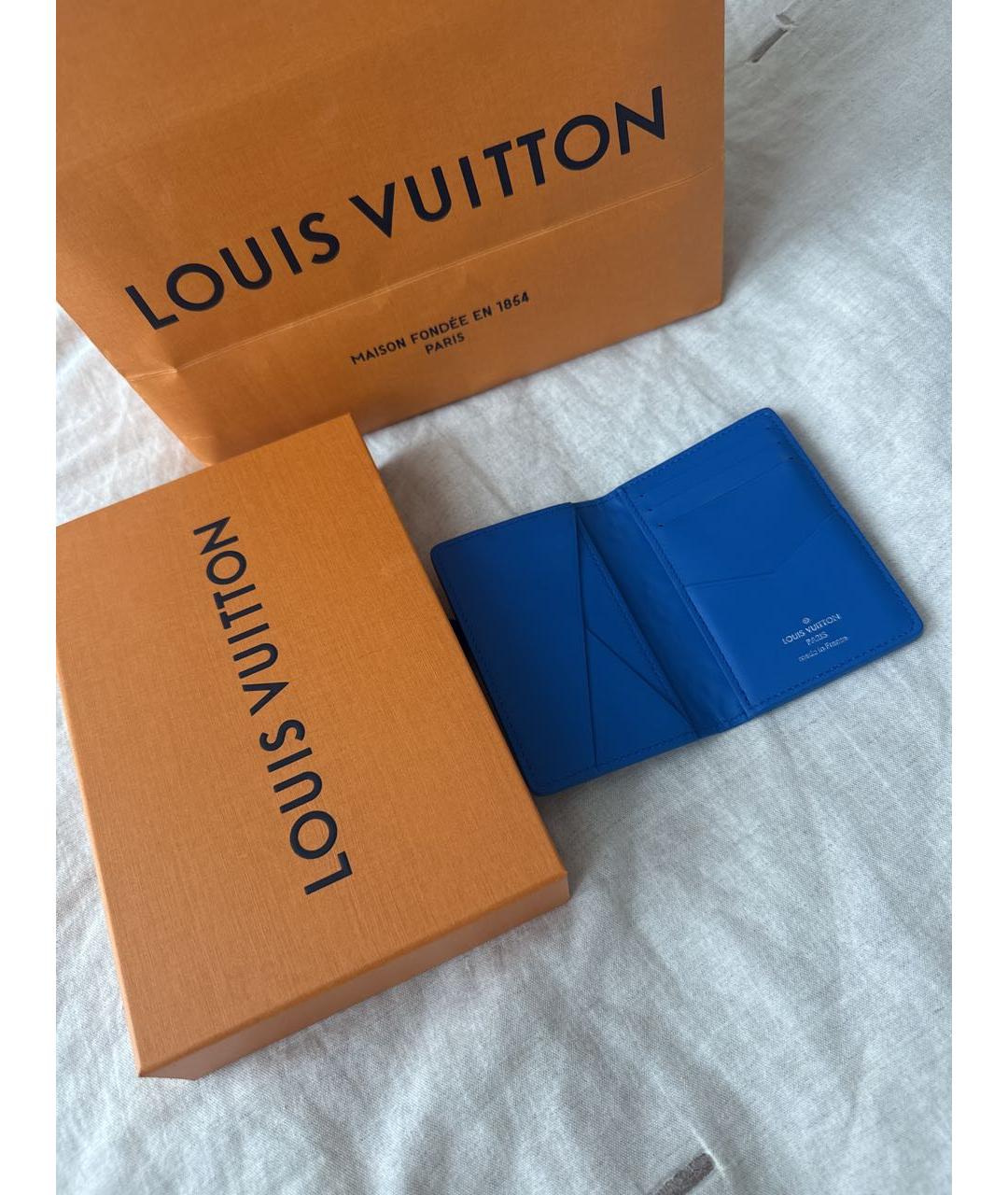 LOUIS VUITTON Синий кожаный кардхолдер, фото 6