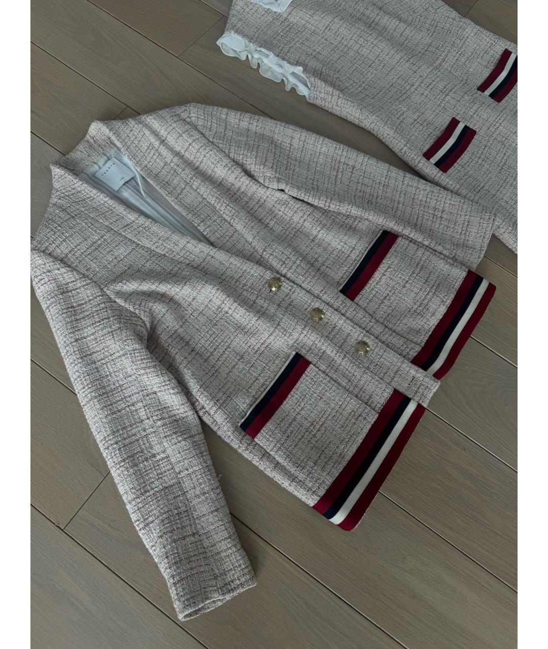 SANDRO Розовый твидовый костюм с юбками, фото 3