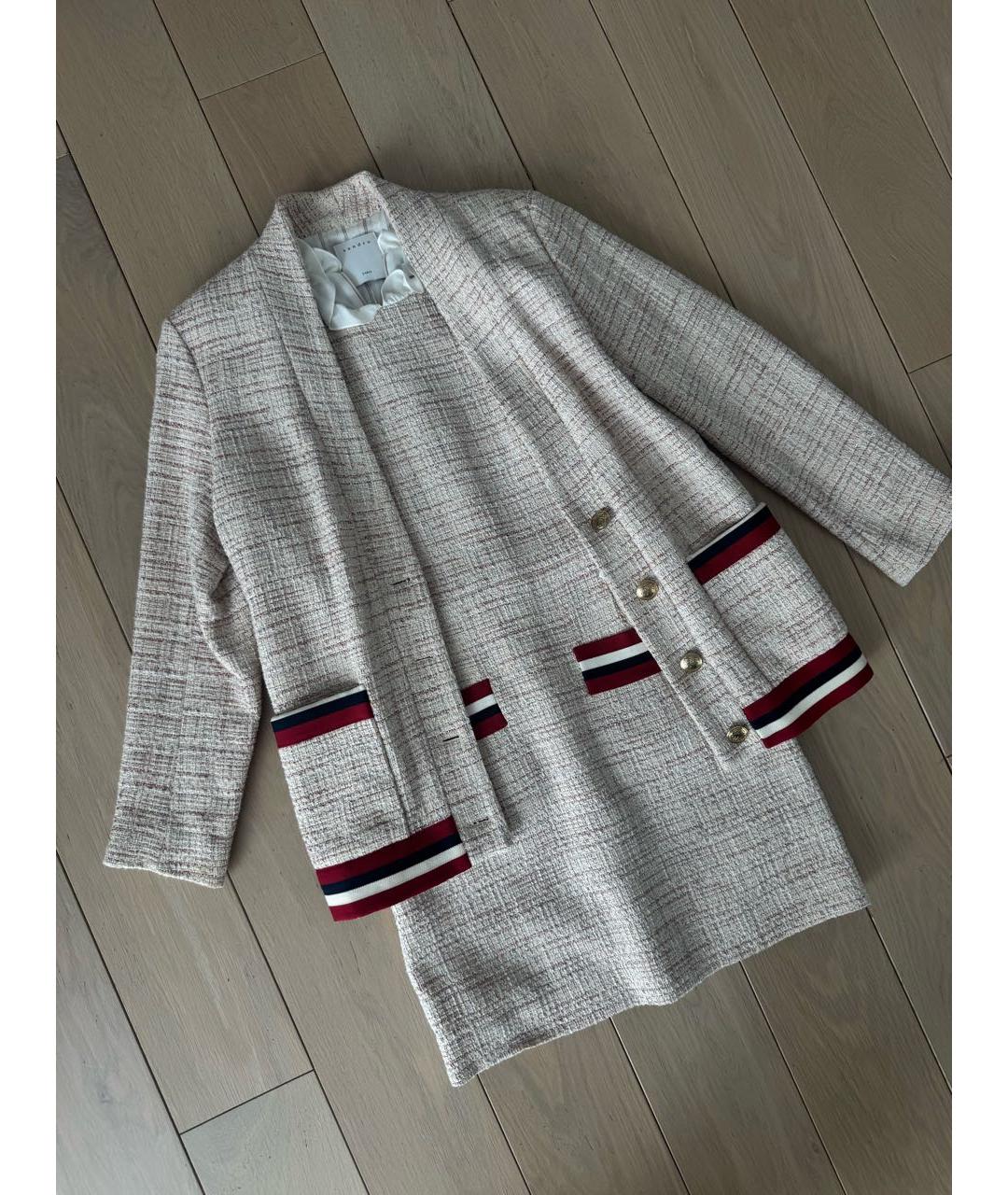 SANDRO Розовый твидовый костюм с юбками, фото 2