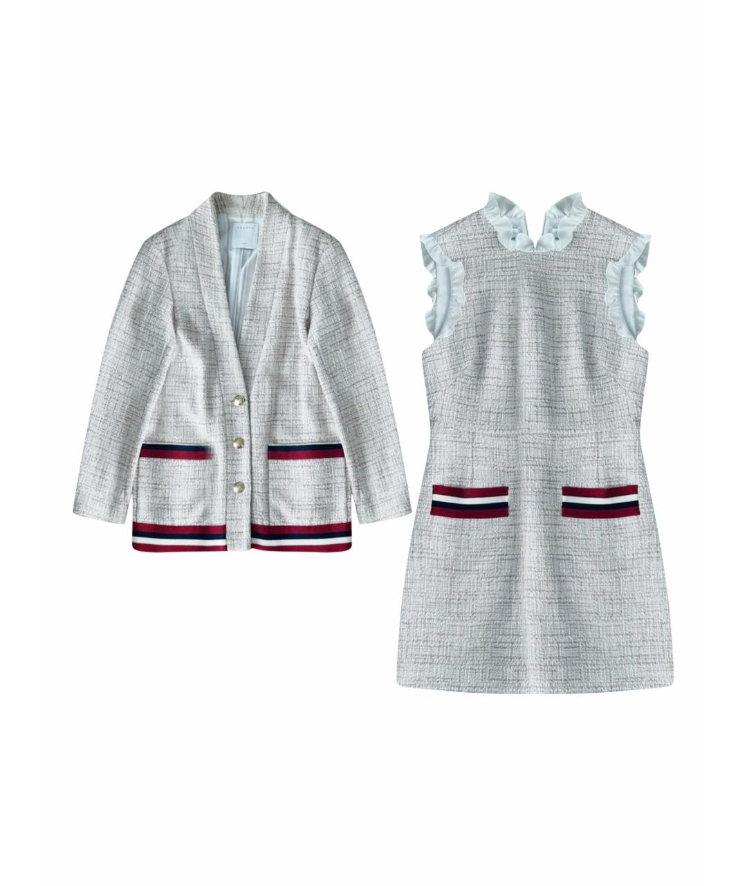 SANDRO Розовый твидовый костюм с юбками, фото 1