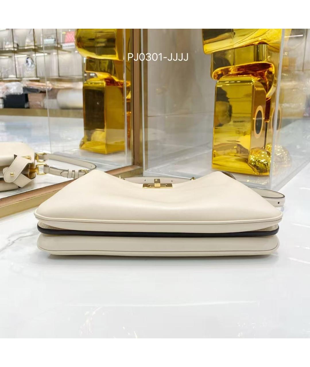 FENDI Белая кожаная сумка через плечо, фото 3