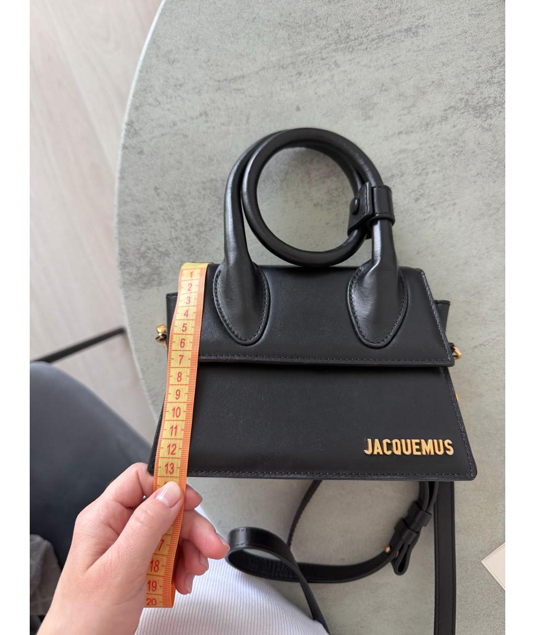 JACQUEMUS Черная кожаная сумка через плечо, фото 7