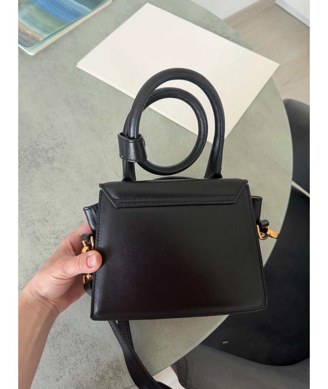 JACQUEMUS Черная кожаная сумка через плечо, фото 3