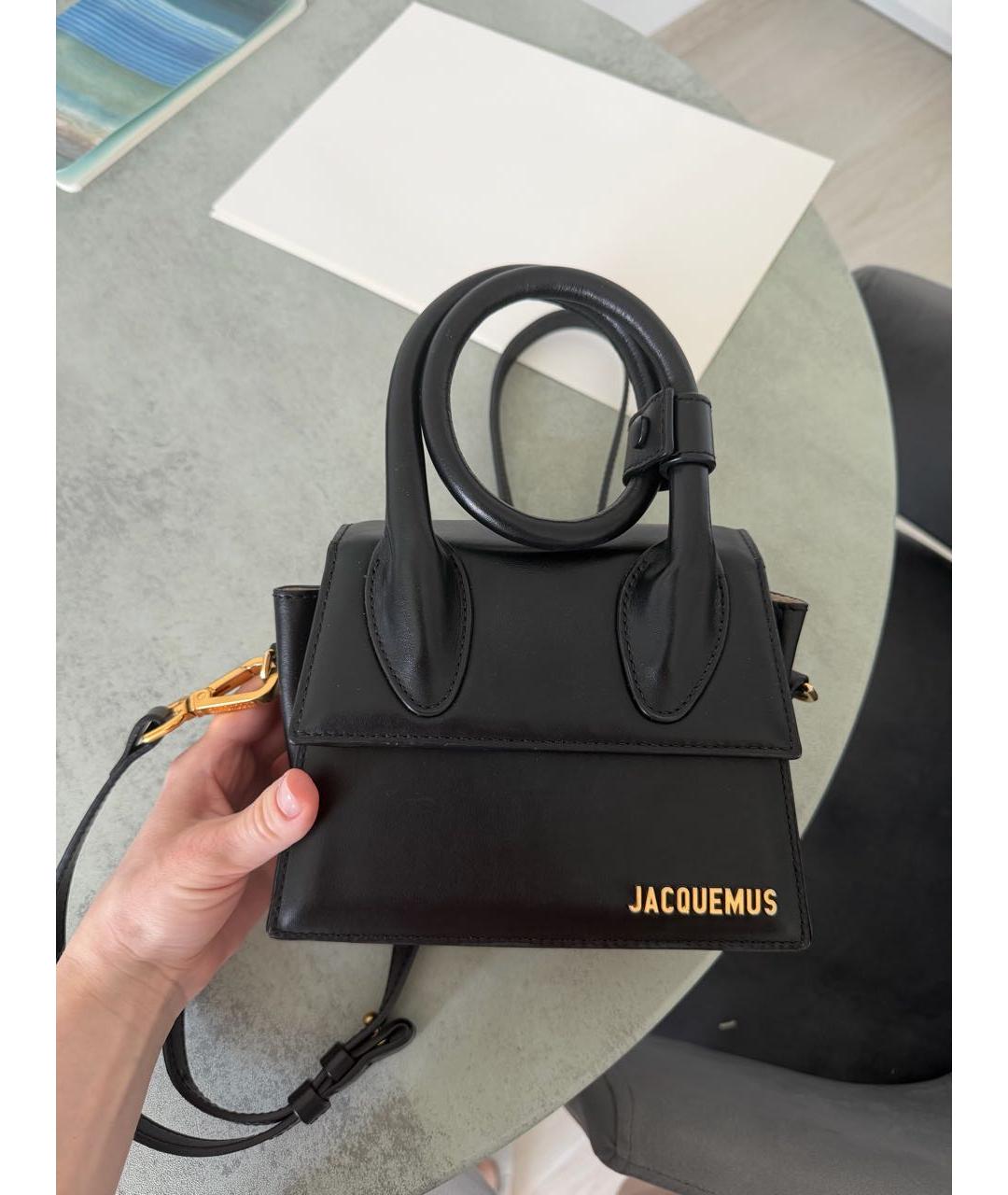 JACQUEMUS Черная кожаная сумка через плечо, фото 8