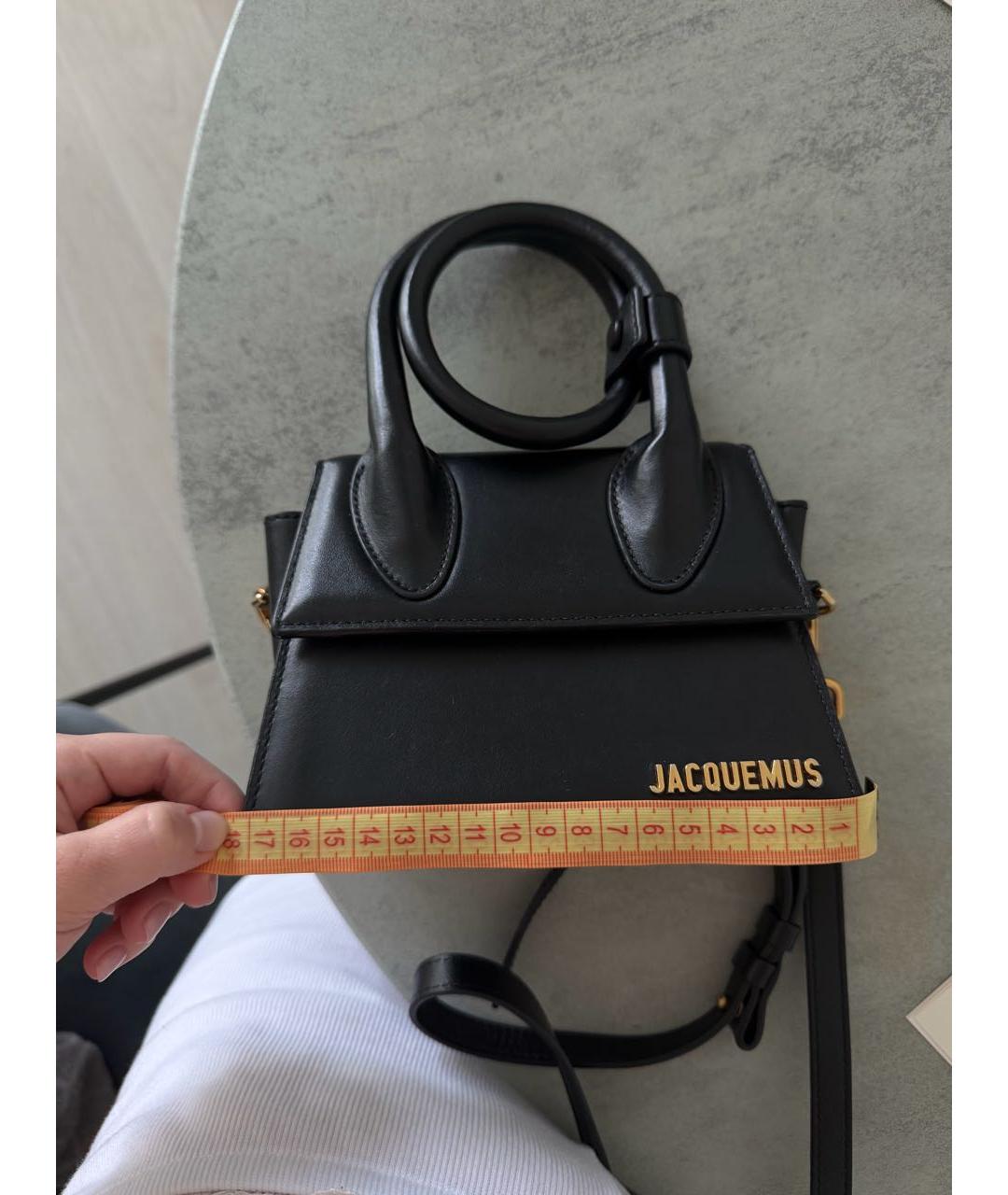 JACQUEMUS Черная кожаная сумка через плечо, фото 6