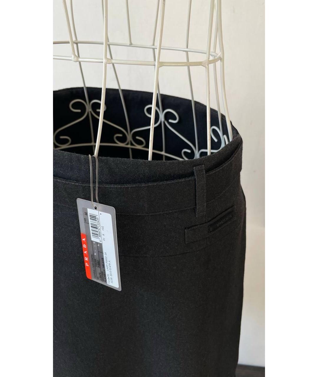 PRADA Черная шерстяная юбка миди, фото 2