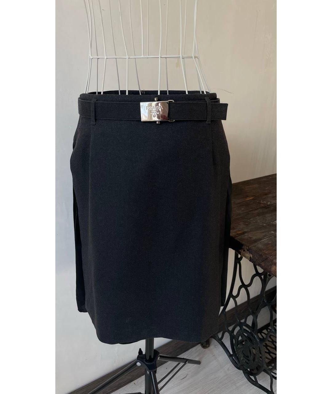 PRADA Черная шерстяная юбка миди, фото 6