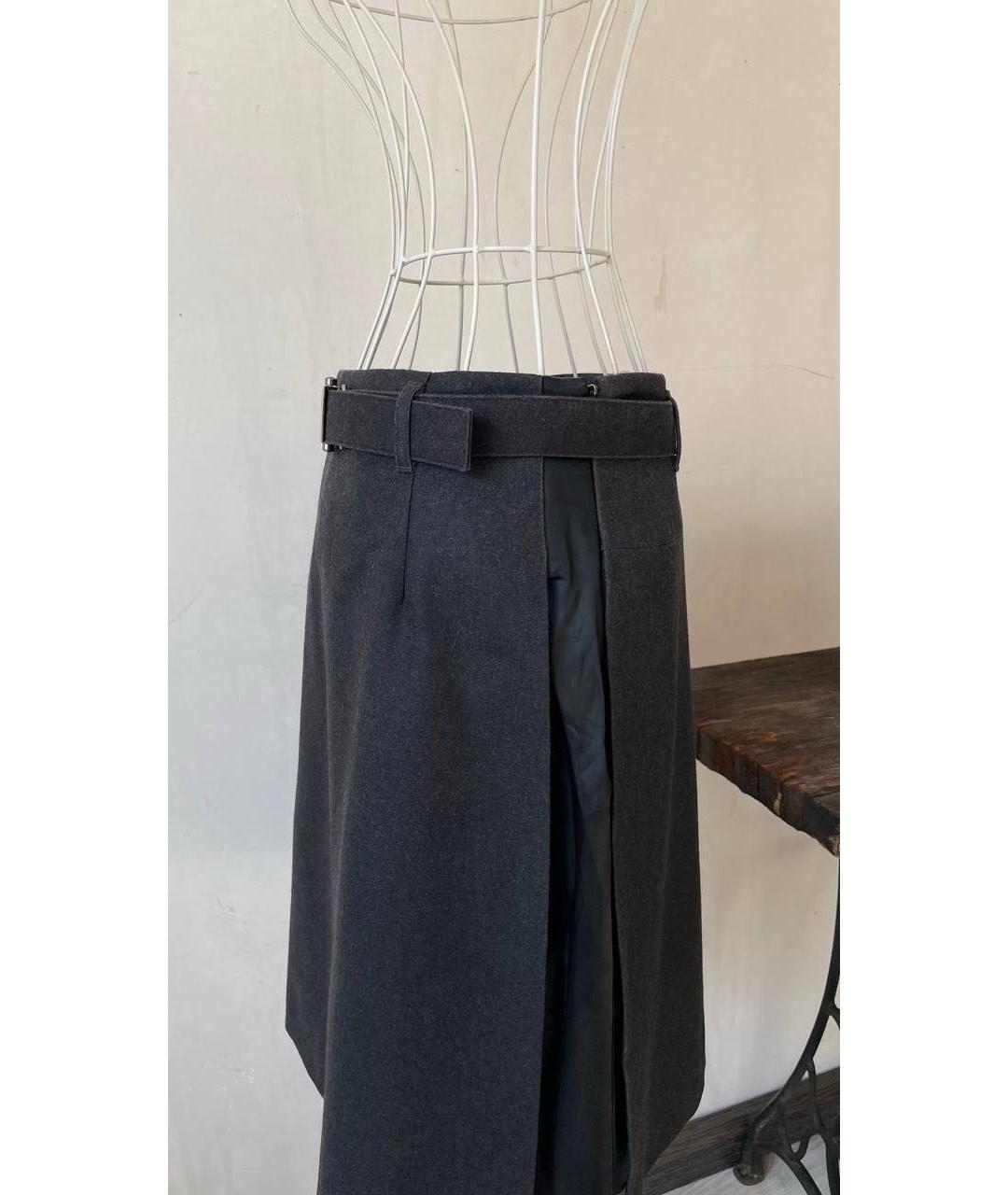 PRADA Черная шерстяная юбка миди, фото 3