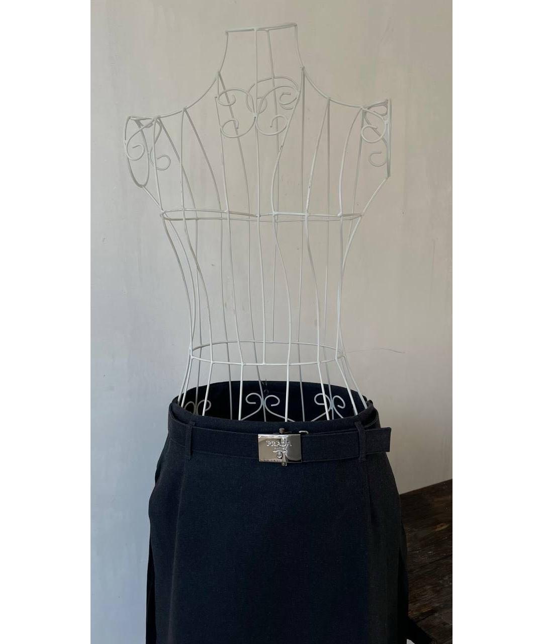 PRADA Черная шерстяная юбка миди, фото 4