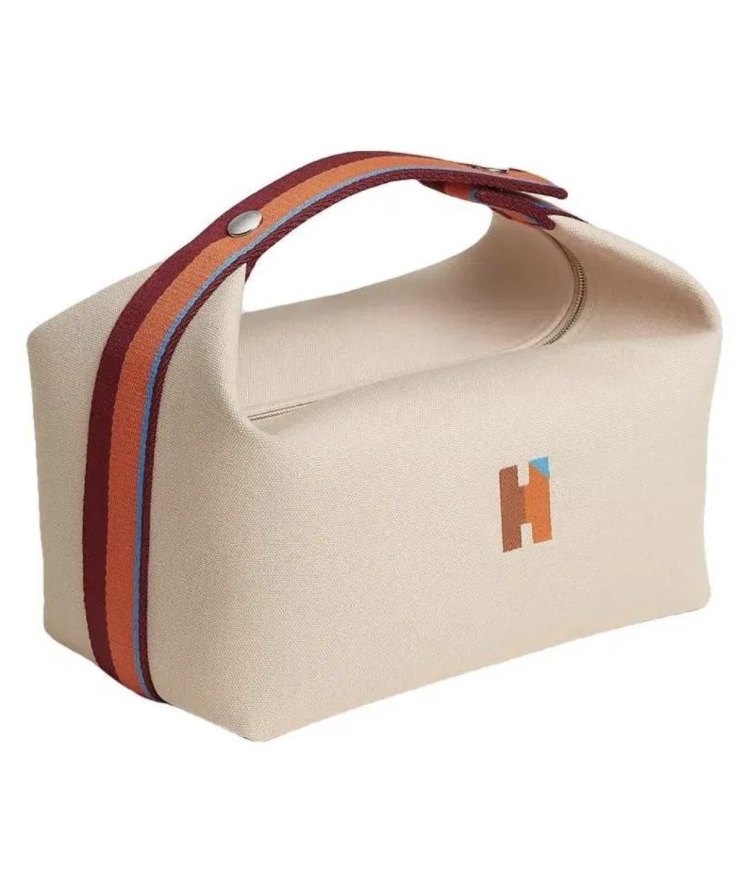 HERMES Бежевая хлопковая косметичка, фото 2