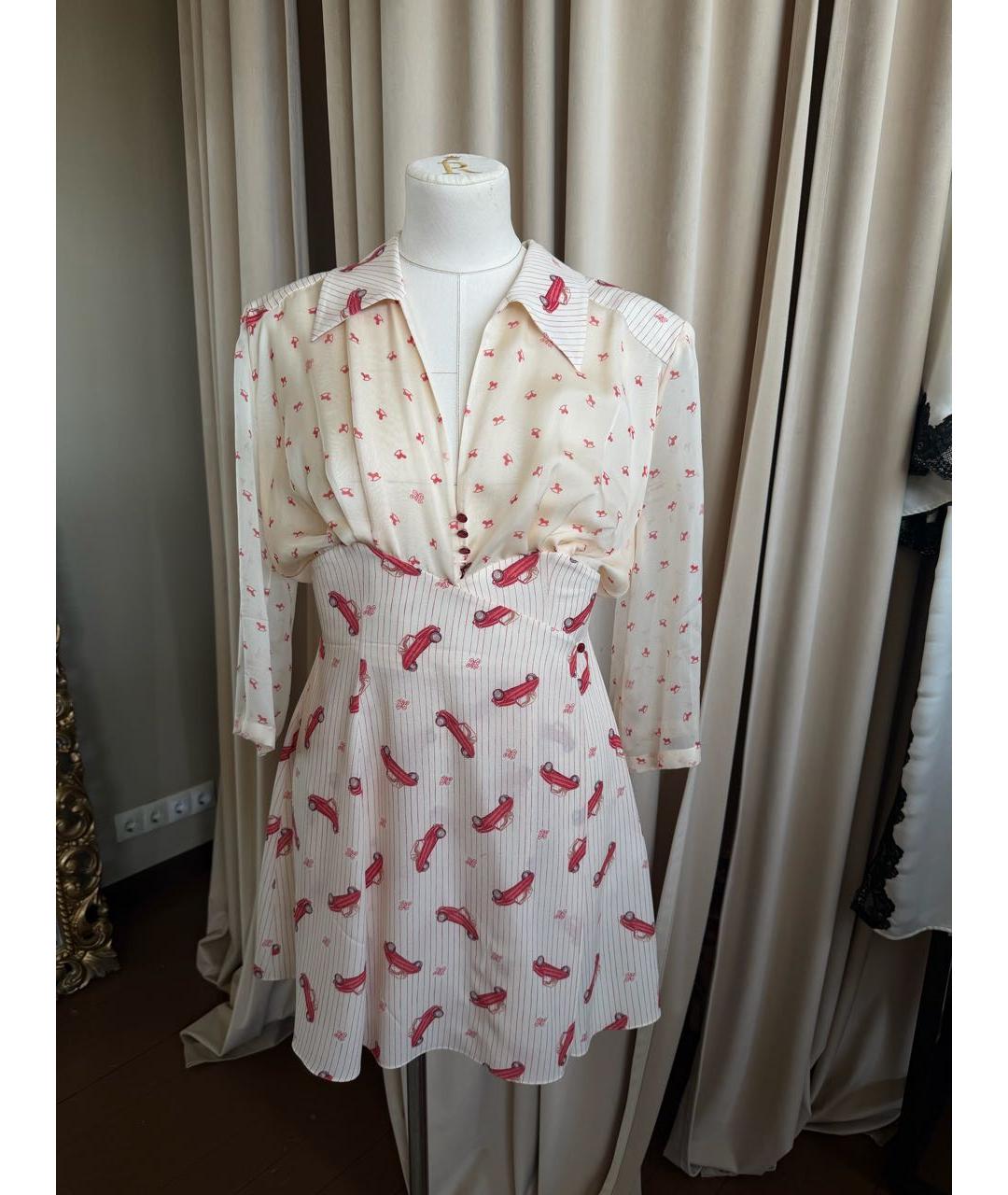 ULYANA SERGEENKO Бежевое шелковое повседневное платье, фото 5