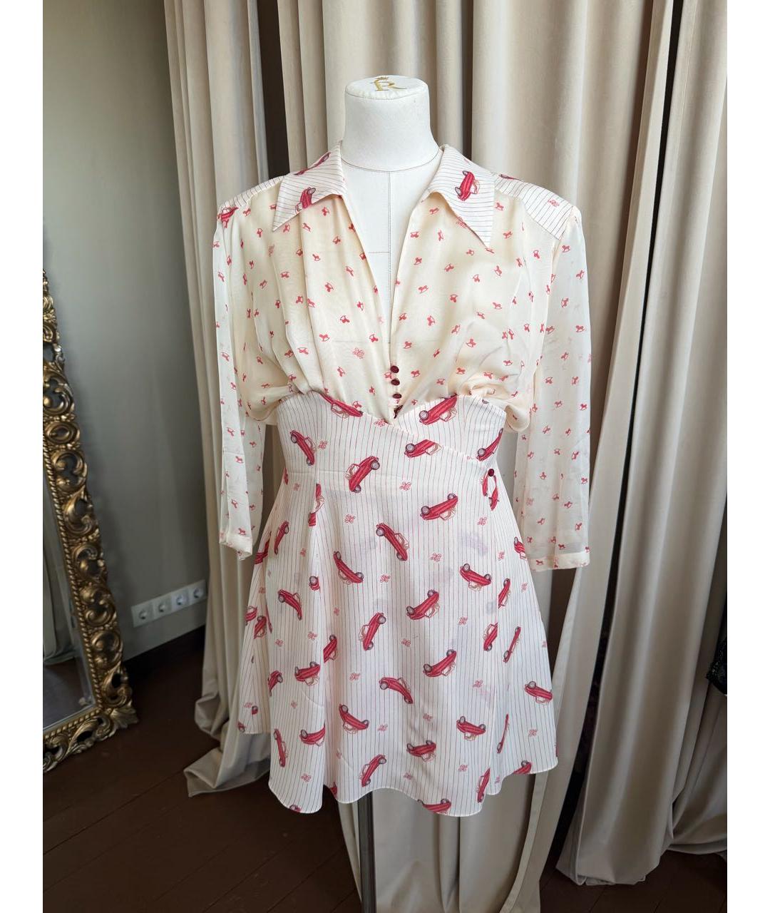 ULYANA SERGEENKO Бежевое шелковое повседневное платье, фото 4