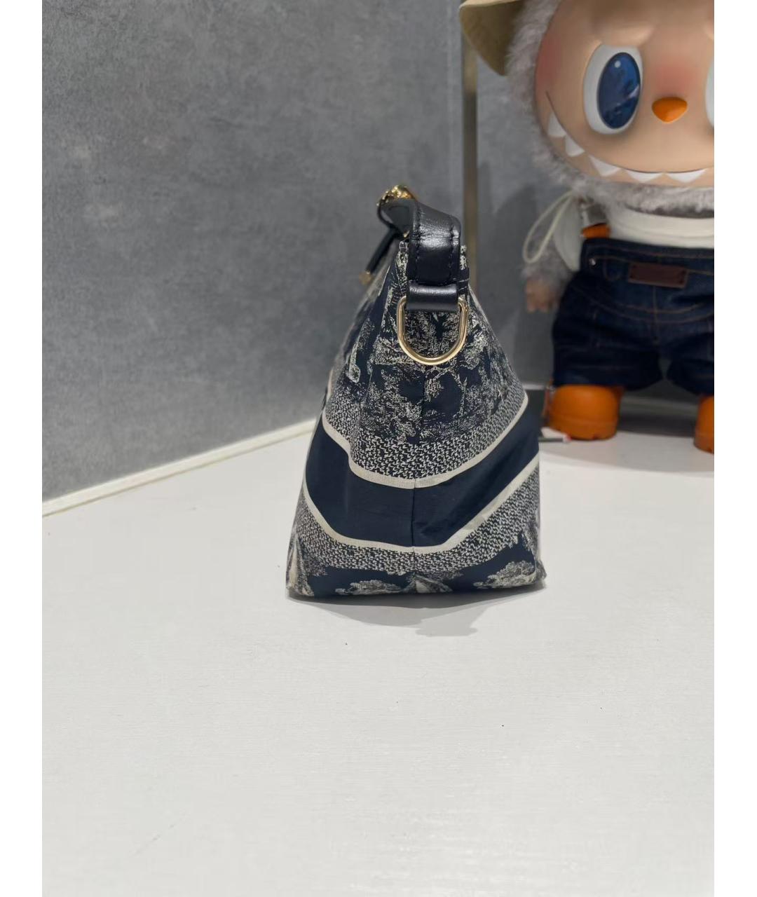 CHRISTIAN DIOR Темно-синяя жаккардовая сумка с короткими ручками, фото 4