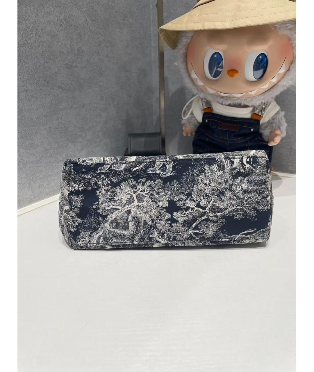 CHRISTIAN DIOR Темно-синяя жаккардовая сумка с короткими ручками, фото 7