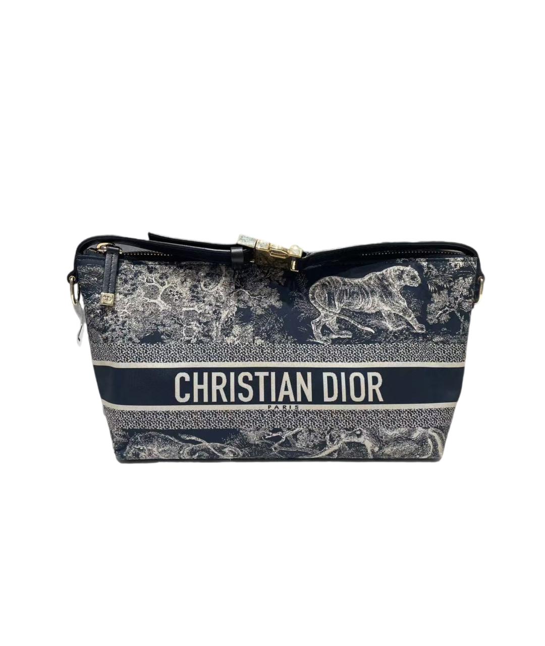 CHRISTIAN DIOR Темно-синяя жаккардовая сумка с короткими ручками, фото 8