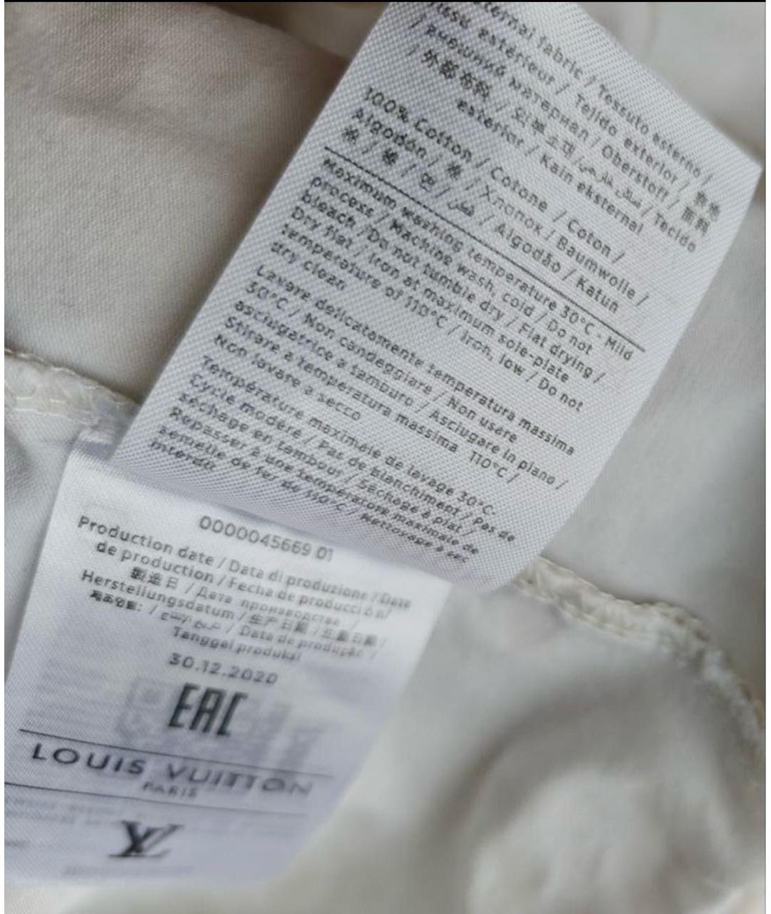 LOUIS VUITTON Белая хлопковая футболка, фото 5