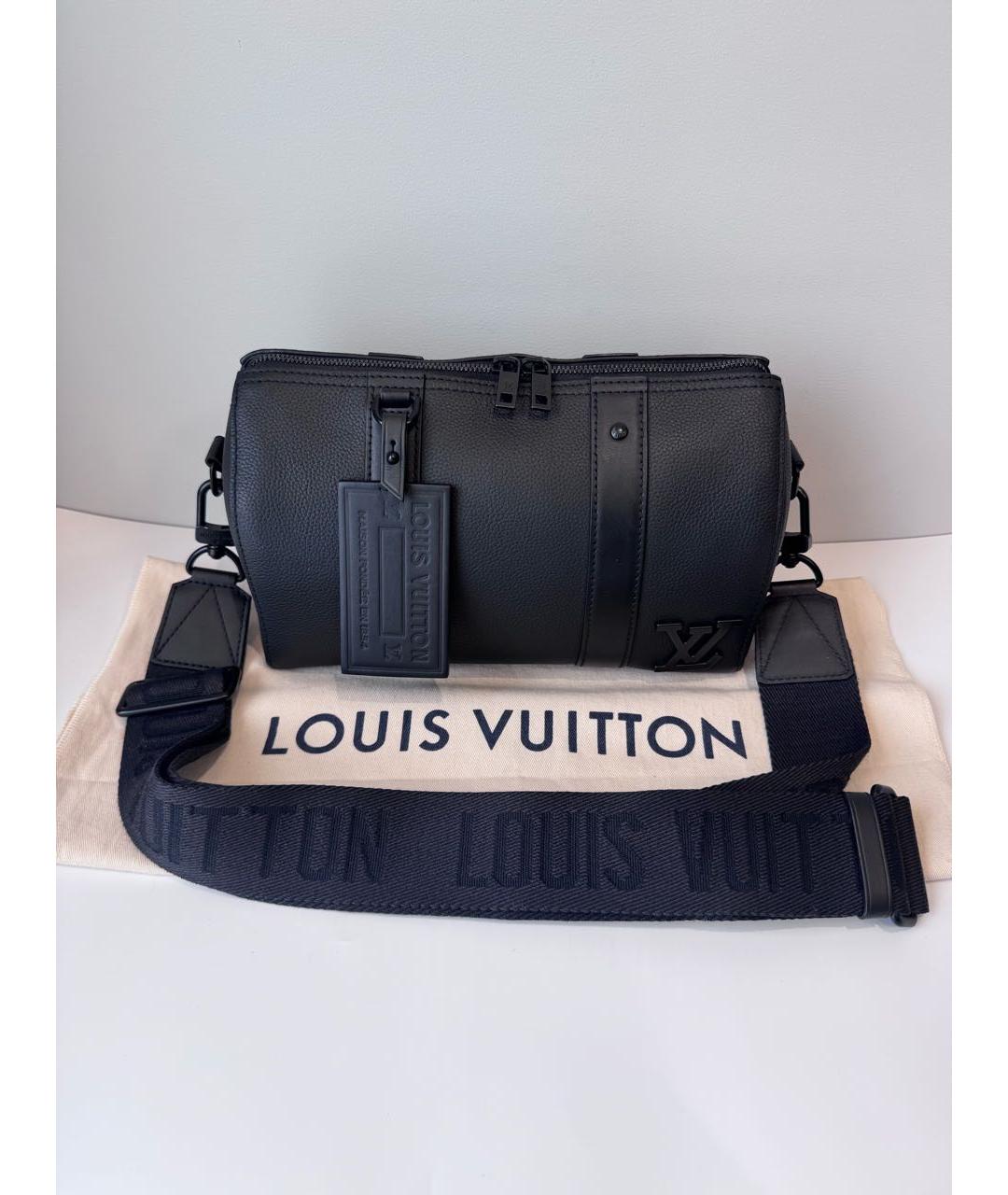 LOUIS VUITTON Черная кожаная сумка через плечо, фото 2