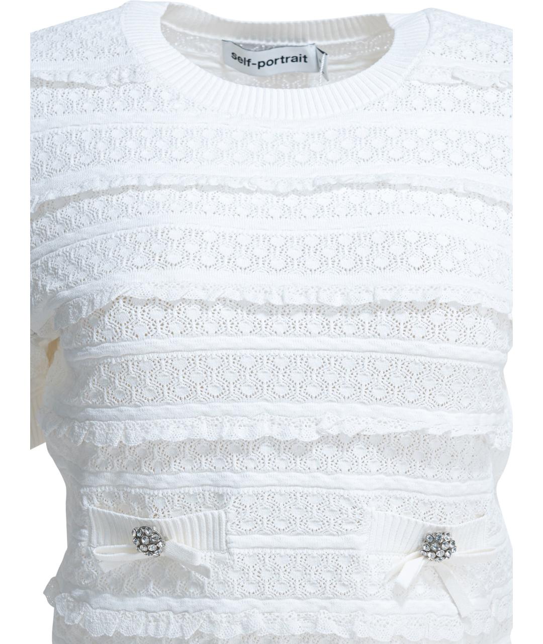 SELF-PORTRAIT Белый вискозный джемпер / свитер, фото 3