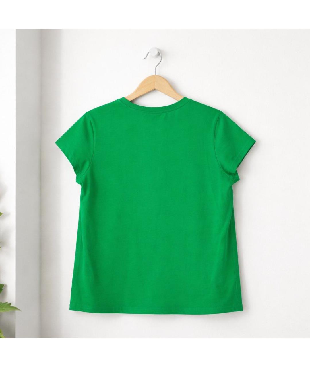 CALVIN KLEIN Зеленая хлопко-эластановая футболка, фото 2