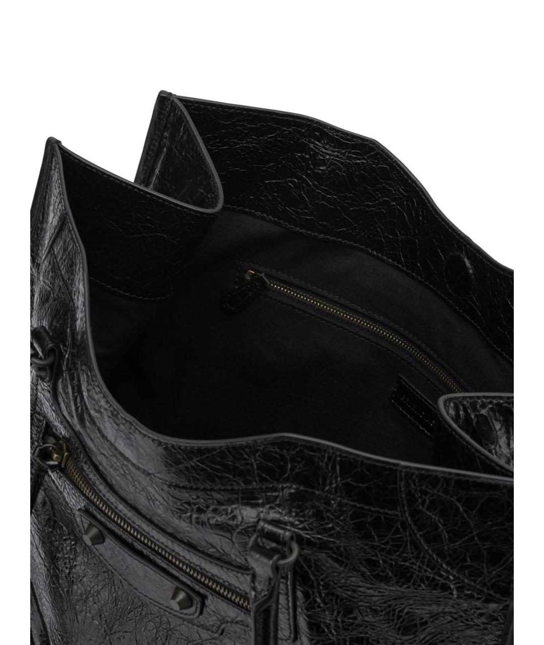 BALENCIAGA Черная кожаная сумка тоут, фото 5