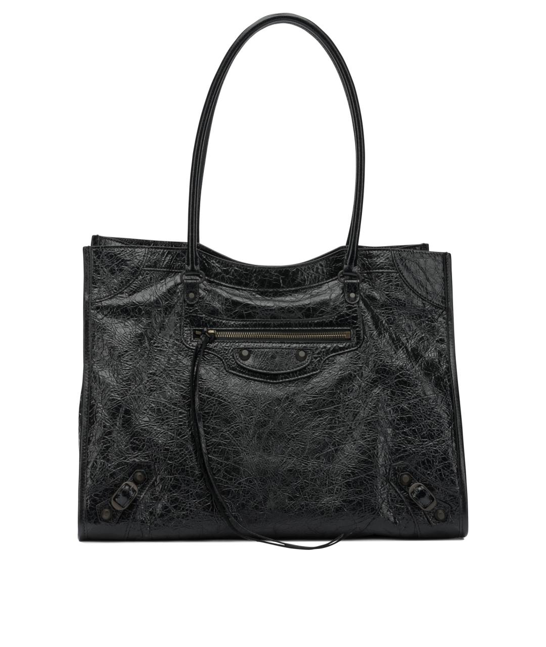 BALENCIAGA Черная кожаная сумка тоут, фото 1